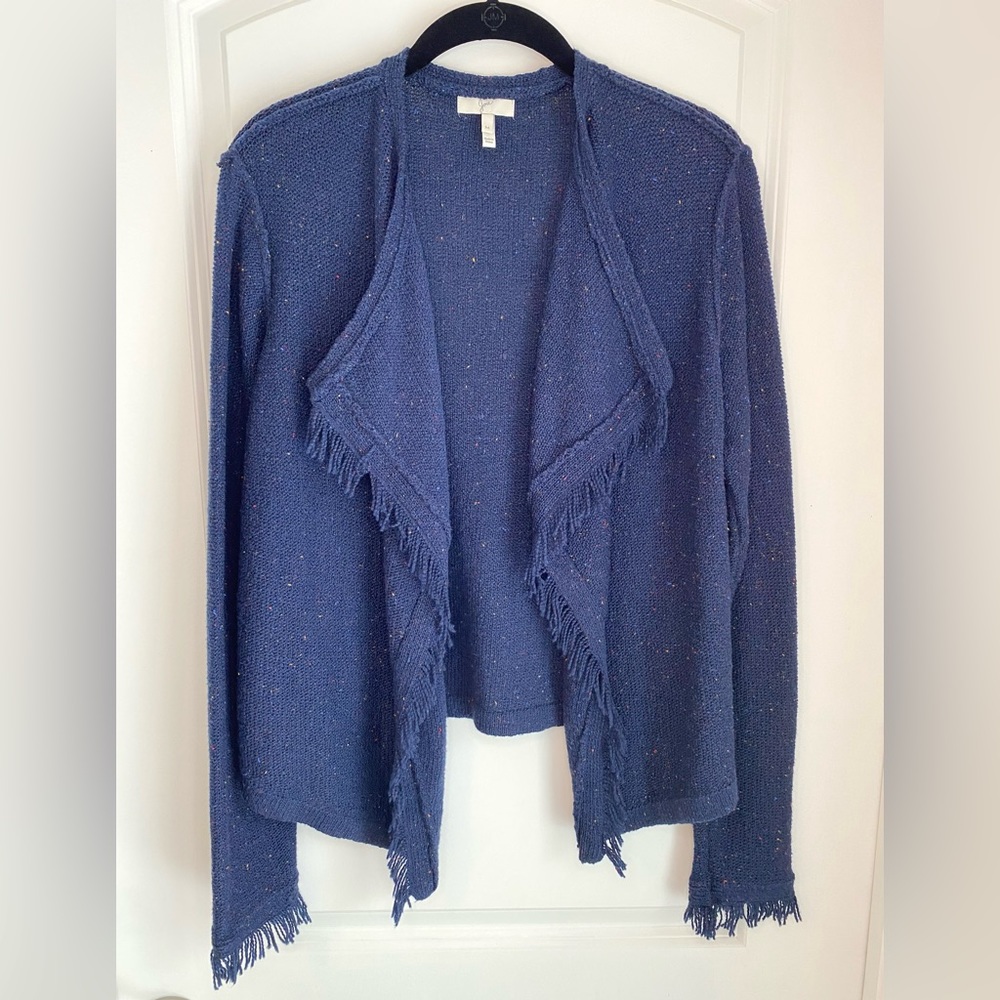 Joie Nalah Draped Fringe Cardigan Navy Size M